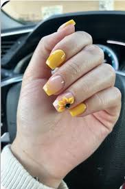 Coffin Shaped Black Sunflower Acrylic Nails 60 Yellow Nails With Gel And Matte In Oval And Coffin Shapes The First Hand Fashion News For Females In 2020 Sunflower Nails Cute Spring Nails Yellow Nail Art