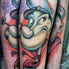 Small popeye anchor drawing cartoon tattoo design. 70 Popeye Tattoo Designs For Men Spinach And Sailor Ideas