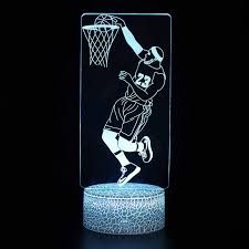 Basketball Theme Night Lights Lebron James Model 3d Illusion Table Lamp Home Bedroom Sports Decor Lights Gift For 3d Illusions 3d Illusion Lamp Led Night Light