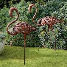 Standing Flamingo Garden Stakes Flamingo Garden Garden Sculpture Garden Stakes