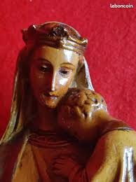 STATUE SAINTE VIERGE NOTRE DAME DE LA SAGESSE EN PLATRE VIRGIN MARY PLASTER 