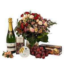 Due to global limited availability of some flowers, we may need to make a replacement in some arrangements with similar stems. Pure Indulgence Gift Basket Wine Cheese Crackers Free Flower Gift Delivery Auckland