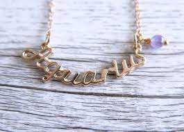 Aquarius Necklace Star Sign Zodiac Astrology Necklace Birth Etsy Aquarius Necklace Astrology Necklace Amethyst