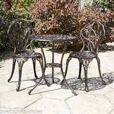 Bronze Bistro Set Aluminium Cast Iron Table Chairs Garden Patio Yard Metal Round Cast Iron Garden Furniture Bistro Set Bistro Table Outdoor