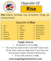 opposite of rise, antonyms of rise