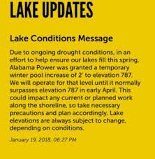 Alabama power company lowers the water level beginning oct. Lake Wedowee Lake Level Information From Alabama Power Gene Crouch