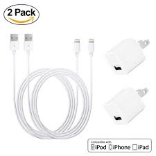 Amazon Com Iphone Charger Travel Wall Power Adapter With Lightning Cable 2 Pack Lightning To Usb Data Charge Sync Cabl Iphone Charger Lightning Cable Ipod