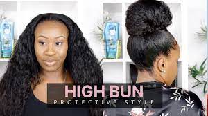 High Bun Protective Style Relaxed Hair Youtube Relaxed Hair Thicken Relaxed Hair Protective Style Braids