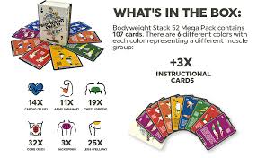 Swiss ball workout playing card game. Amazon Com Stack 52 Bodyweight Exercise Cards Workout Playing Card Game Designed By A Military Fitness Expert Video Instructions Included No Equipment Needed Burn Fat Build Muscle Bodyweight Mega Pack Sports