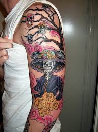 Check spelling or type a new query. Dia De Los Muertos Skeleton With Flowers Tattoo On Man Left Half Sleeve