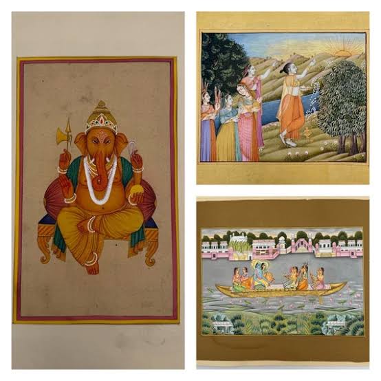 Buy Vintage Choice of Miniature Painting Rajasthani Jaipur Colorful Hand Painted on Heavy Paper - in Paper Mat Online in India - Etsy