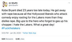 He likes to tell dark humor/jokes/even vile things that his fan base loves, but offends 98% of the rest of society. Ari Shaffir Says Twitter Account Was Hacked After Kobe Tweet Heavy Com