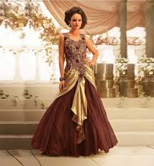 Latest Designer Indian Gown Brown Beige Satin Georgette With Net Vdsig1052 Wedding Gowns Online Wedding Evening Gown Gowns