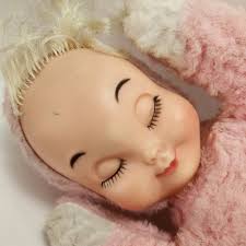 Vintage Rubber Face Pnk Baby Wind Up Musical 1950s 14 Poupée en peluche