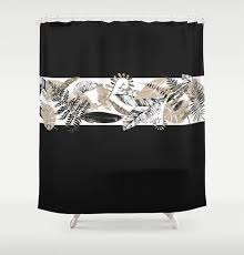 Black And Tan Shower Curtains Black And Tan Shower Curtain Tropical Foliage Silhouette Shadow Tropical Leaves Art For The Bathroo Tan Shower Curtain Tropical Shower Curtains Curtains