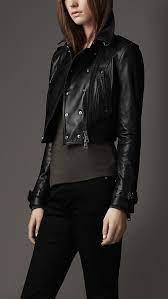 Burberry Cropped Leather Biker Jacket Fashion Trend Black Leather Jackets Women Women Wear