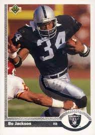 Here is a card which perfectly exemplifies what bo jackson was best known for: Bo Jackson Football Cards