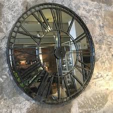 Wall clock cycle of time, round with stained glass. Skeleton Mirrored Wall Clock 80cm Diameter Annie Mo S