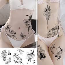 Amazon.com: Tatuajes temporales sexys para mujeres, flores grandes,  mariposas, flores, impermeables, tatuajes falsos, maquillaje corporal,  tatuaje ...