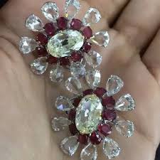 V A K Fine Jewels Always Natural Diamonds Fancy Diamonds And Burmese Rubies Sterling Silver Diamond Earrings Earrings Fancy Diamonds