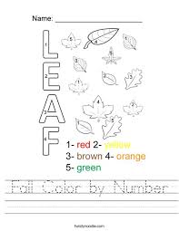 fall color by number worksheet twisty noodle