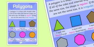 Following is a long list of polygon names with the number of sides they have and an example picture. Polygons Poster Large Polygon Names And Characteristics