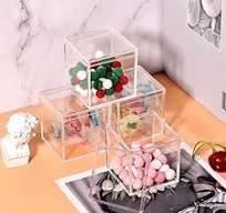 Acrylic Box with Lid, 4 Pack Small Square Acrylic Container  2.2x2.2x2.2Inch/55X55X55mm Plastic Square Cube Containers with Lid Storage  Box for Candy ...