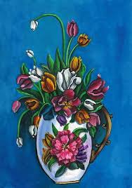 Vase Of Flowers Watercolor Painting By Tara Krishna Flowers In Vase Painting Flower Vases Painting