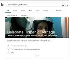 To play this quiz, please finish editing it. Bing Hispanic Heritage Month Quiz Bingweeklyquiz Com