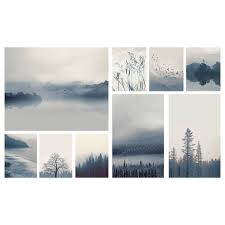 Gronby Picture Set Of 9 Blue Landscape Ikea In 2021 Ikea Pictures Hanging Art Wall Collage