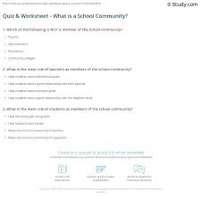 Rd.com knowledge facts there's a lot to love about halloween—halloween party games, the best halloween movies, dressing. Quiz Worksheet What Is A School Community Study Com