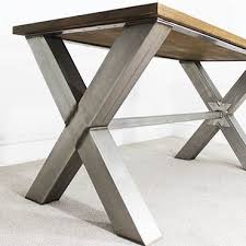 X Frame Industrial Office Desk Russell Oak And Steel Ltd Industrial Dining Table Dining Table Metal Furniture