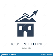 House With Line Chart Icon In Trendy Design Style House