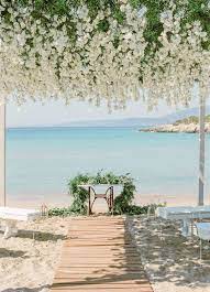 Intimate Beach Wedding In Greece At The Prettiest Hidden Gem Wedding Venues Beach Beach Destination Wedding Beach Wedding Aisles