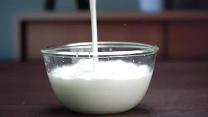 The signature thick consistency of fresh buffalo milk, AI generated