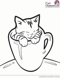 A large collection containing more than 100 black and white images for a boy or girl. Kitteninacup 600px Jpg 600 776 Cat Coloring Book Kittens Coloring Kitten Drawing