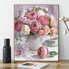 Position it right on the 3x3 intersection and tape down all the edges just slightly. Diy Paint By Numbers For Adults Kids Pink Rose Paint By Numbers Diy Painting Roses Acrylic Painting Kit Home Wall Living Room Bedroom Decoration Pink Rose Flowers In Vase Gift Idea