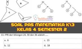Soal Uas Pas Matematika Kelas 4 Sd Mi Semester 2 Dan Kunci Jawaban Kurikulum 2013 Pendidikanterkini