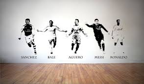 World Class Footballers Vinyl Transfer Wall Stickers Etsy Messi Vinyl Decals Wall Sticker