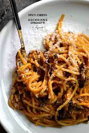Spicy Cheesy Gochujang Spaghetti Pasta Dishes Recipes Gochujang Recipe