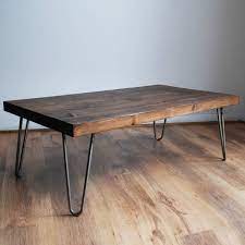 Antique distressed green farmhouse coffee table with wheels to integrate to your living room, beautifully rustic and contemporary. Rustic Vintage Industrial Solid Wood Coffee Table Bare Metal Hairpin Legs Dark Ebay Rustic Wooden Coffee Table Solid Wood Coffee Table Coffee Table Wood
