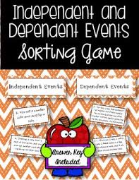 Probability Of Independent And Dependent Events Sorting Game Sorting Games Probability Middle School Math Resources