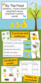 By The Pond Sentence Picture Match Reading Center Reading Centers Kindergarten Themes Vocabulary Posters