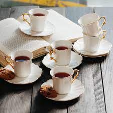 Set of 2 porcelain espresso cups and saucers. Btat Espresso Cups And Saucers Btat