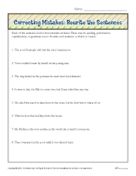 Correcting Mistakes Rewrite The Sentences Proofing And Editing Worksheets Sentence Correction Worksheets Sentence Correction Sentence Editing