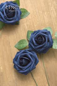 Navy blue roses artificial flowers. Buy Ling S Moment Rose Artificial Flowers 25pcs Realistic Fake Roses W Stem For Diy Wedding Bouquets Centerpieces Bridal Shower Party Home Decorations Navy Blue 25pcs Regular 3 Online In Indonesia B07vhj3w57