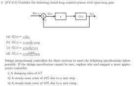 Solved Consider The Following Closed Loop Control System Chegg Com