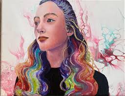 Portrait of sixth grandchild in oil