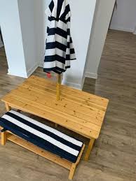 5.0 из 5 звездоч., исходя из 1 оценки товара (1). Kidkraft Outdoor Table Bench Set With Cushions Umbrella Navy White Stripes Walmart Com Walmart Com