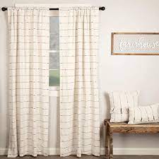 Rustic mountain home located in teton valley, wyoming 1104x1428. Amazon Com Piper Classics Farmcloth Stripe Panel Curtains Set Of 2 96 Long Urban Rustic Farmhouse Style Curtain Natural Cream Woven W Black Stripes Kitchen Dining